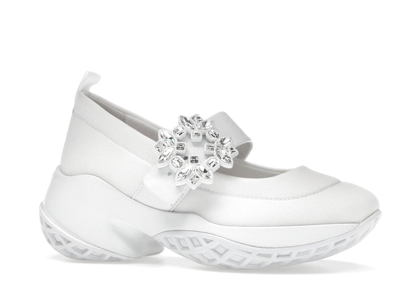 Roger Vivier Viv' Run Babies White Crystal Buckle (Women's)