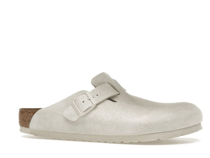 Birkenstock Boston Soft Footbed Suede Antique White