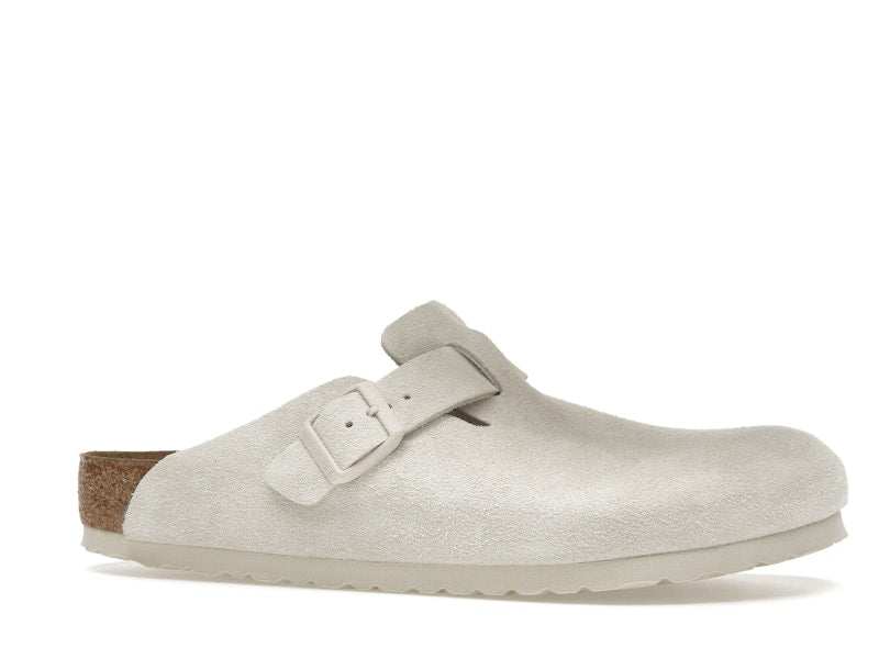 Birkenstock Boston Soft Footbed Suede Antique White