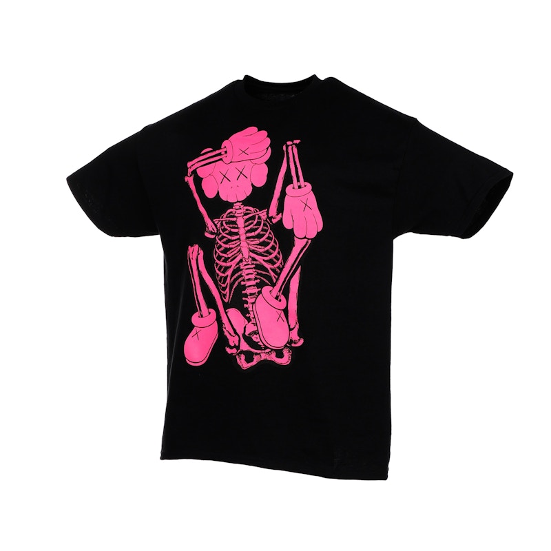 KAWS SKELETON NEW FICTION T-shirt Pink