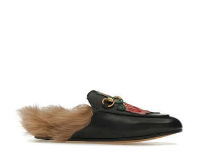 Gucci Floral Embroidered Princetown Mules Black (Women's)