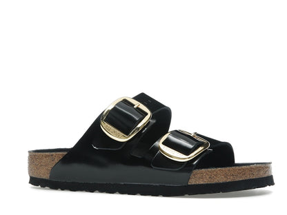 Birkenstock Arizona Big Buckle Natural Leather Patent Black Gold (Women's)