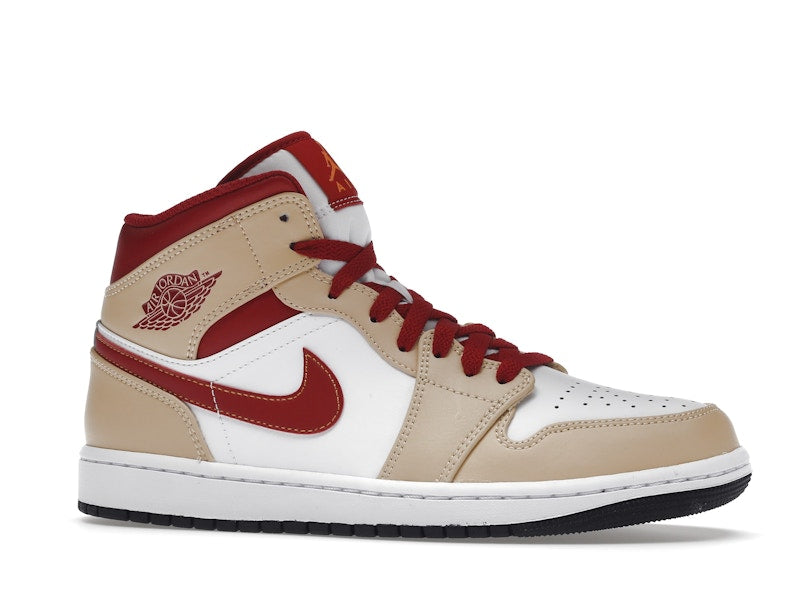 Jordan 1 Mid Light Curry Cardinal