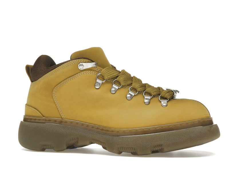 Burberry Lace Up Leather Ankle Boot Mustard Yellow
