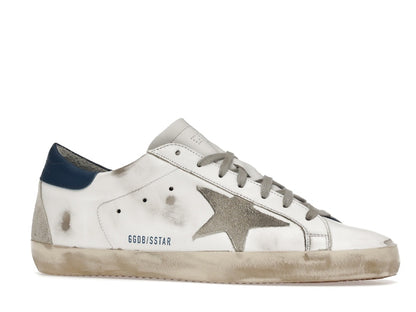 Golden Goose Super-Star White Royal Blue Grey Suede Patch