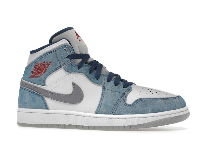 Jordan 1 Mid French Blue Fire Red