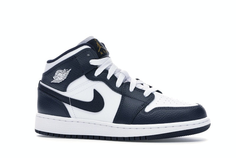Jordan 1 Mid White Metallic Gold Obsidian (GS)
