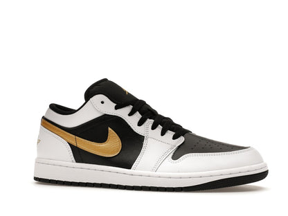 Jordan 1 Low White Black Metallic Gold Swoosh