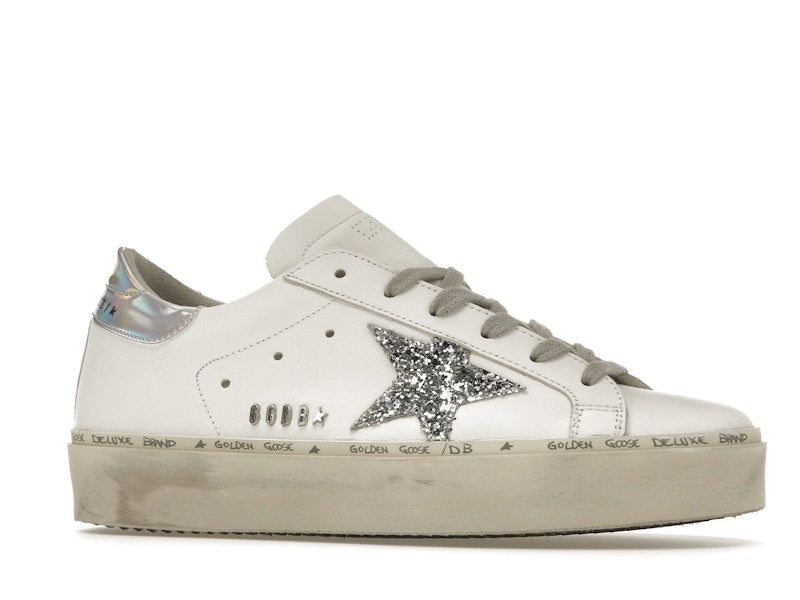 Golden Goose Hi Star White Glitter Star Mirror Heel (Women's)