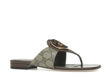 Gucci Blondie Thong Canvas Sandals Ebony (Women's)