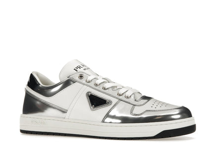Prada Downtown Low Top Sneakers Leather White Silver