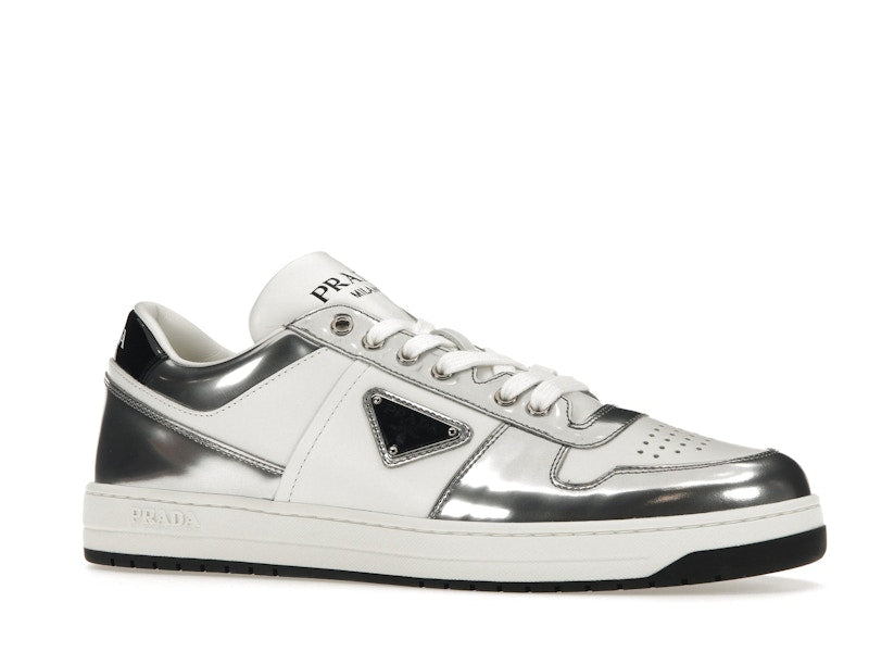 Prada Downtown Low Top Sneakers Leather White Silver