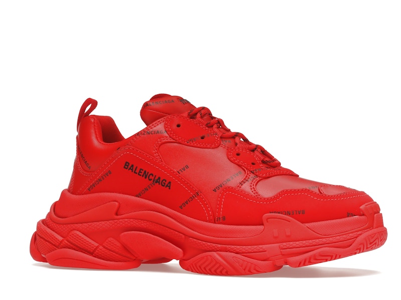Balenciaga Triple S Allover Logo Red