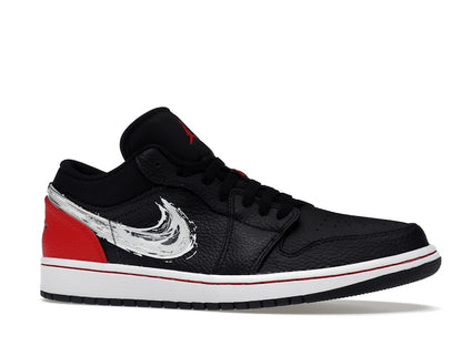 Jordan 1 Low Brushstroke Swoosh Black