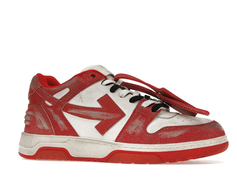 OFF-WHITE Out Of Office OOO Low Tops Red White Vintage Distressed Leather