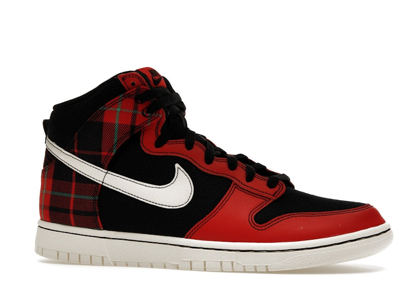 Nike Dunk High SE Tartan Plaid Black University Red