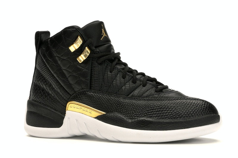 Jordan 12 Retro Black Metallic Gold White (Women's)