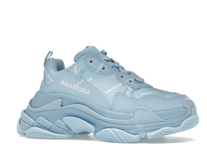 Balenciaga All Over Logo Triple S Blue Grey (Women's)