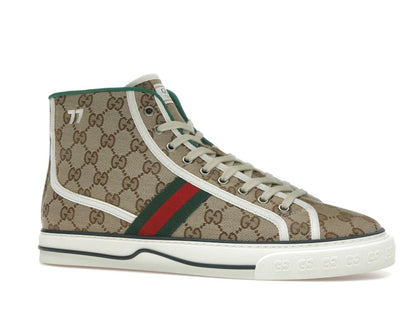 Gucci Tennis 1977 Canvas High Top Beige GG Print