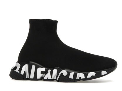 Balenciaga Speed Graffiti Trainers Black White Logo (Women's)