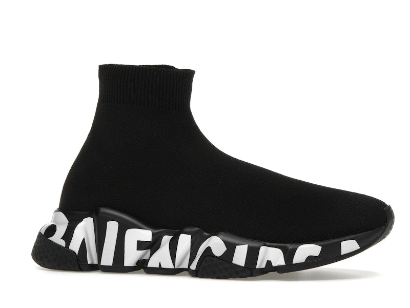 Balenciaga Speed Graffiti Trainers Black White Logo (Women's)