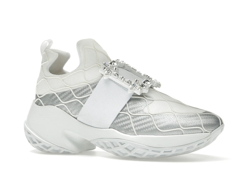 Roger Vivier Viv' Run Fabric Silver Crystal Buckle (Women's)