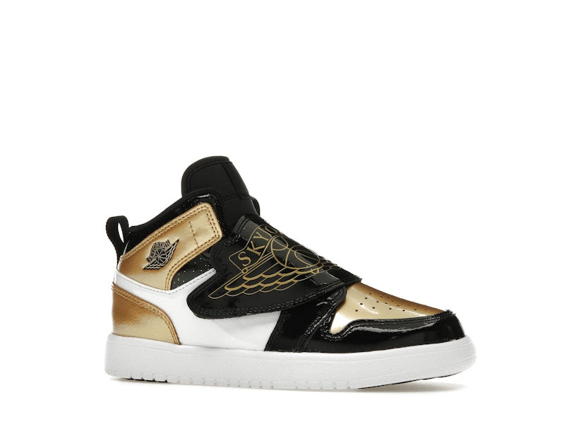 Sky Jordan 1 Mid Black Metallic Gold White (PS)