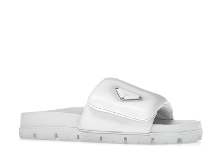 Prada Soft Padded 20mm Slide Sandal White Nappa Leather