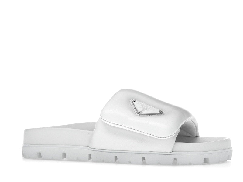 Prada Soft Padded 20mm Slide Sandal White Nappa Leather