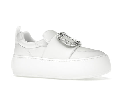 Roger Vivier Viv' Up White Crystal Buckle (Women's)