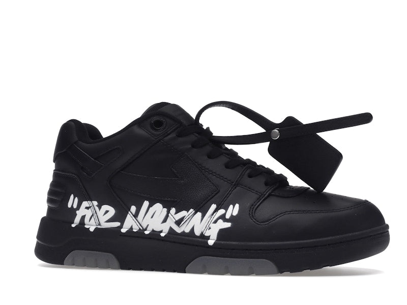 OFF-WHITE Out Of Office OOO "For Walking" Low Tops Black White