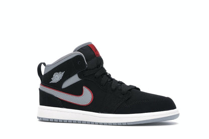 Jordan 1 Mid Black Particle Grey Gym Red (PS)