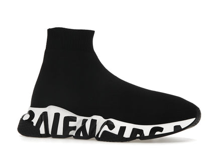 Balenciaga Speed Graffiti Trainers White Black Logo (Women's)