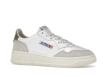 Autry Medalist Leather Low White Covert Green Beige (Women's)