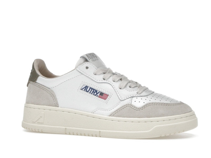 Autry Medalist Leather Low White Covert Green Beige (Women's)