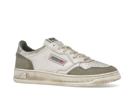 Autry Medalist Low Super Vintage White Silver Lizard