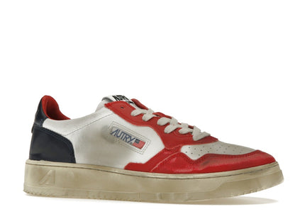 Autry Medalist Leather Low Super Vintage White Blue Red