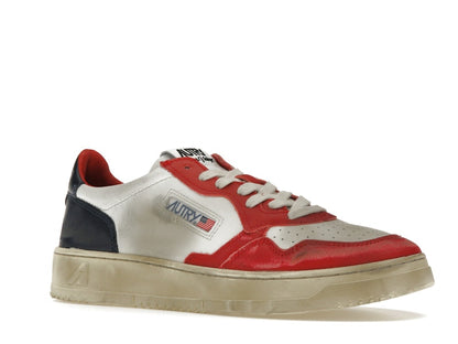 Autry Medalist Leather Low Super Vintage White Blue Red