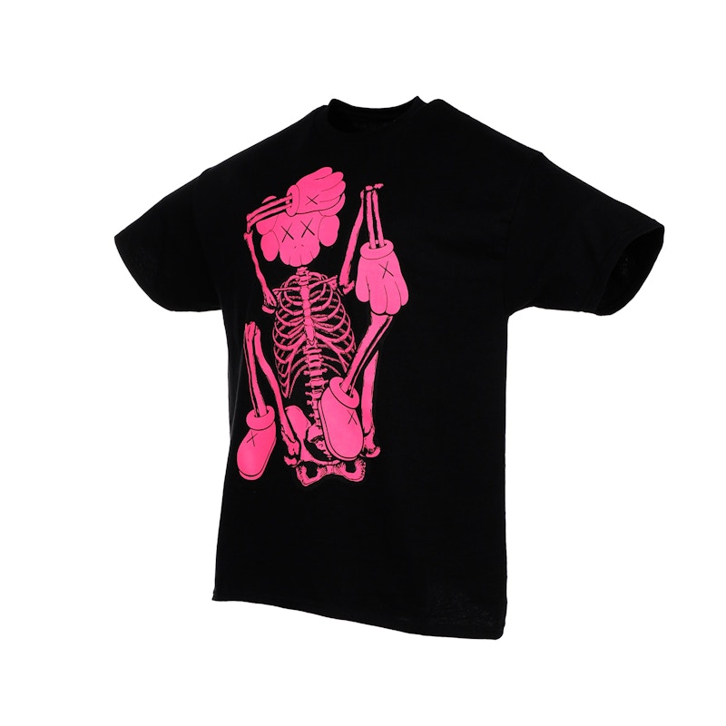 KAWS SKELETON NEW FICTION T-shirt Pink