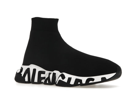 Balenciaga Speed Graffiti Trainers White Black Logo (Women's)