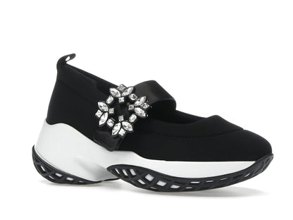 Roger Vivier Viv' Run Babies Black White Crystal Buckle (Women's)