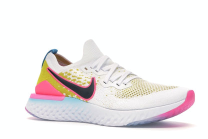 Nike Epic React Flyknit 1 White Pink Blast Citron