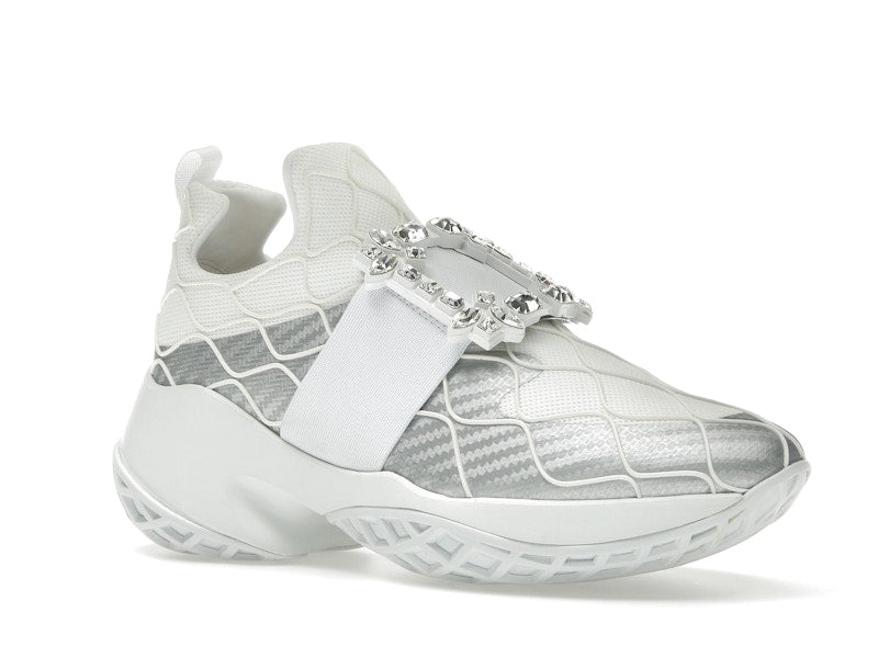 Roger Vivier Viv' Run Fabric Silver Crystal Buckle (Women's)