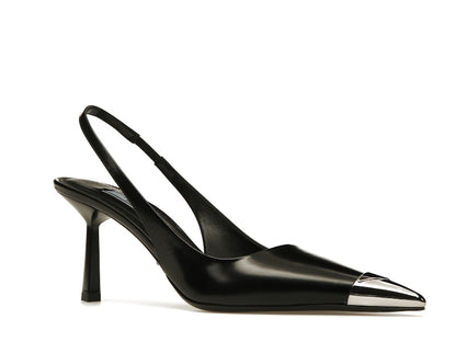 Prada 75mm Slingback Pump Black Leather
