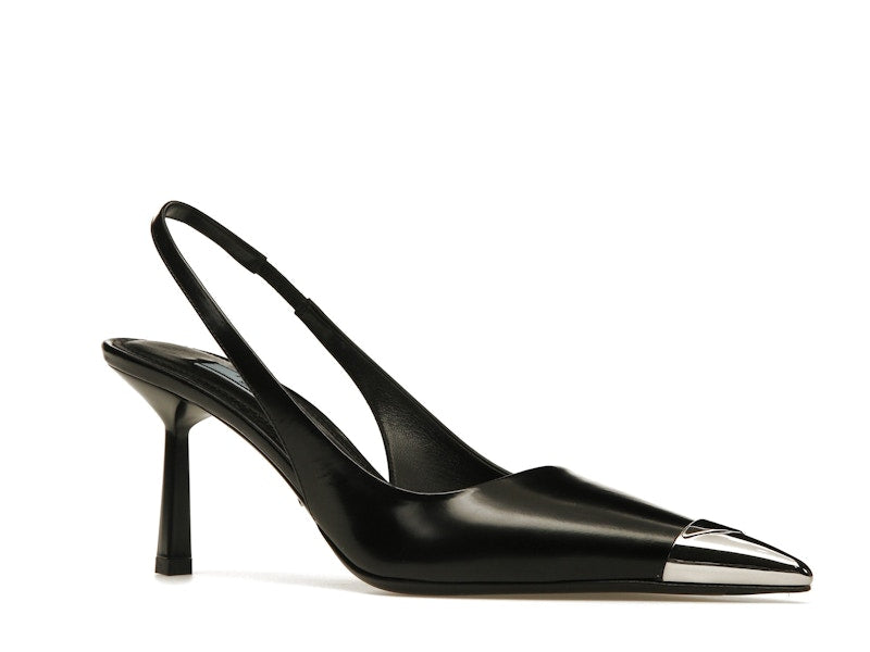 Prada 75mm Slingback Pump Black Leather
