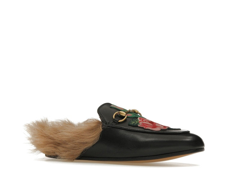 Gucci Floral Embroidered Princetown Mules Black (Women's)