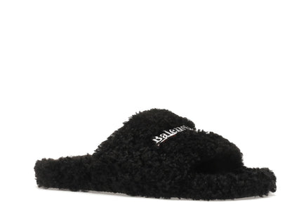 Balenciaga Furry Slide Black