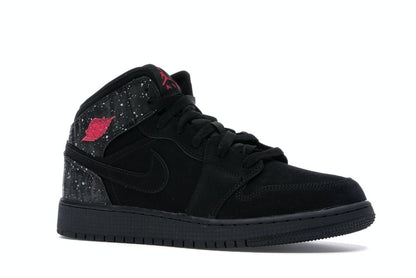 Jordan 1 Mid Black Rush Pink White Splatter (GS)