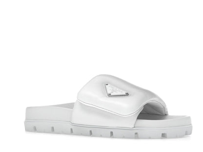 Prada Soft Padded 20mm Slide Sandal White Nappa Leather