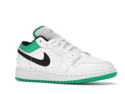 Jordan 1 Low White Lucky Green Tumbled Leather (GS)